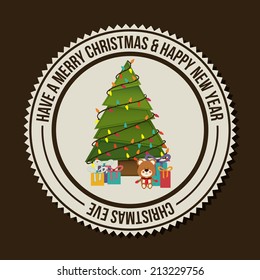 Christmas design over brown background,vector illustration