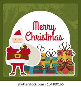 christmas design over green background vector illustration