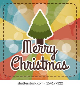 christmas design over rainbow background vector illustration 