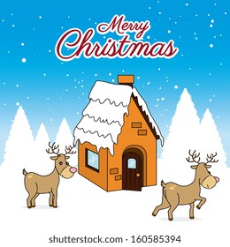 christmas design over snowscape background vector illustration