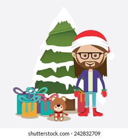 Christmas design over white background, vector illustration.