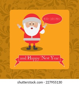 Christmas design over yellow background,  vector illustration