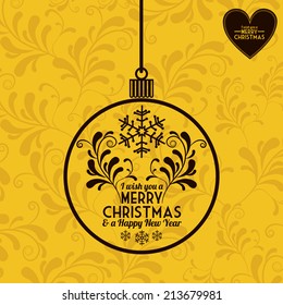 Christmas design over yellow background,vector illustration