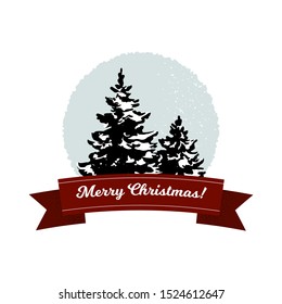 Christmas design for prints, logo, label, postcard, greeting cards with hand drawn elements. Vector illustration.