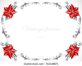 Christmas design with red Christmas flowers