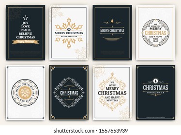 Christmas design set - collection of classic style typographic flyer designs for the winter holiday season