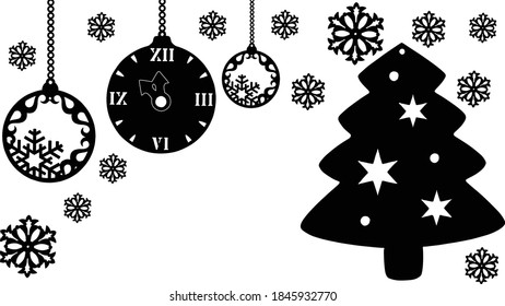 Christmas design silhouette isolated on white background