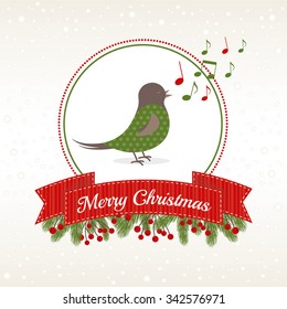 Christmas Design with singing Bird