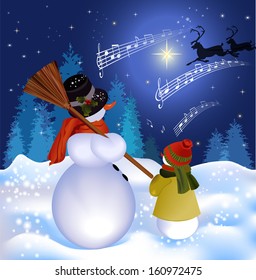 Christmas design with snowman