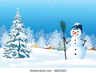 christmas design with snowman