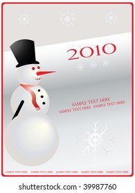christmas design with snowman - red