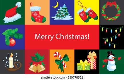 Christmas design template card. Vector background 