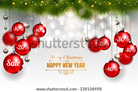 Christmas Design Template Of Holiday Sale Red Balls On White Background With Snowflake Stars Christmas Design Template Of Holiday Sale Red Balls On White Background With Snowflake Stars
