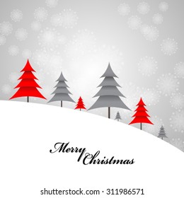 Christmas Design with Trees and Snow Flakes Background
