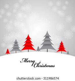 Christmas Design with Trees and Snow Flakes Background