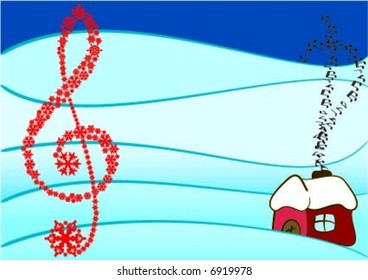 Christmas design tune and treble clef