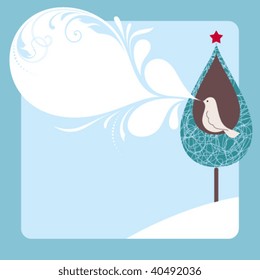 Christmas design with twitter dove. Add your text.