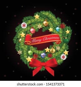 Christmas design vector background. Bundle of pine branches, Xmas decoration object