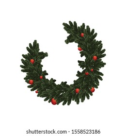 Christmas design vector. Bundle of pine branches, Christmas decoration object, flowers, poinsettias -  vector
