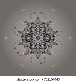 For Christmas design. Vector illustration. Gray, white and neutral icon silhouette. Snowflake winter isolated on gray, white and neutral colors. New Year sign. Symbol of celebration.