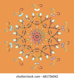For Christmas design. Vector illustration. New Year sign. Symbol of celebration. Icon silhouette. Snowflake winter isolated on colorful background.