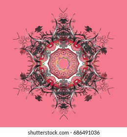 For Christmas design. Vector illustration. New Year sign. Snowflake winter isolated on colorful background. Symbol of celebration. Icon silhouette.