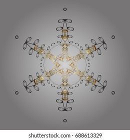 For Christmas design. Vector illustration. Snowflake winter isolated on gray background. Symbol of celebration. New Year sign. Icon silhouette.
