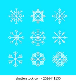 Christmas design vector. Snowflake icon. Icon set of snowflakes. Vector illustration.