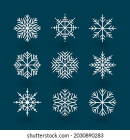 Christmas design vector. Snowflake icon. Icon set of snowflakes. Vector illustration.