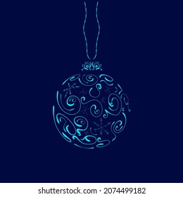 Christmas Design Wallpaper with christmas icon set in pine style on dark background. Elegant ball logo vector for Christmas tree. 