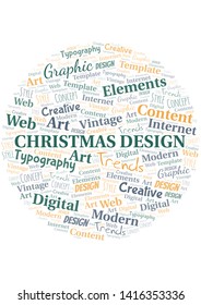 Christmas Design word cloud. Wordcloud made with text only.