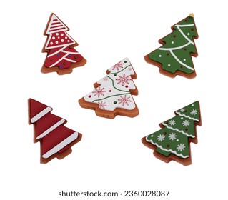 Christmas dessert 3D Cookies vector Set on a white background