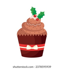 christmas dessert cupcake chocolate illustration