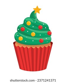 christmas dessert cupcake illustration isolated