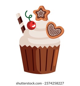 christmas dessert cupcake sweet illustration