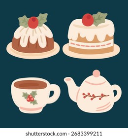 Navidades postre y té ilustración Paquete