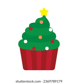 christmas dessert tree cupcake vector isolated