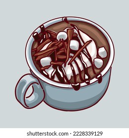 Christmas desserts. Cake. Stollen. Cocoa. Tangerines in chocolate. Cookies. Muffin. Vector graphics