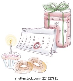 Christmas desserts, uses transparency and multiply effect for color