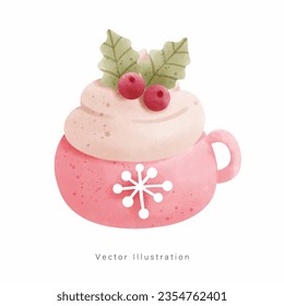 Christmas Desserts watercolor style. Vector illustration.