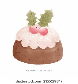 Christmas Desserts watercolor style. Vector illustration.