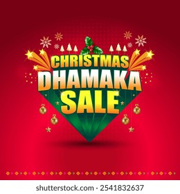 Christmas Dhamaka Sale 3d Extrude Logo Design vector Layered. Online Shopping, Ecommerce, Retail Sale, Advertising, marketing, promo, Announcement