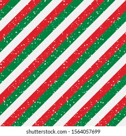 Christmas diagonal striped red and green lines with snow texture