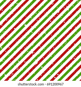 Christmas diagonal striped red and green lines on white background with snow texture, Vector illustration