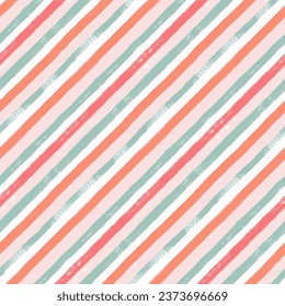 Christmas diagonal stripes pattern, cute vector background, seamless brush texture lines, red geometric strokes, gift paper