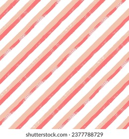 Christmas diagonal stripes pattern, cute vector background, seamless brush texture lines, red geometric strokes, gift paper