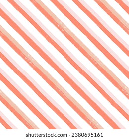Christmas diagonal stripes pattern, cute vector background, seamless brush texture lines, red geometric strokes, gift paper