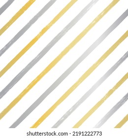 Christmas diagonal stripes pattern, seamless brush texture lines background, gold geometric parallel strokes, gift paper vector