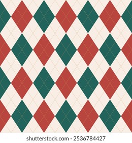 Christmas diamond plaid seamless pattern vector for fabric , flannel , wallpaper , socks and decorate on winter holiday.