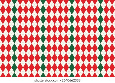 Christmas Diamond Seamless Vector Pattern – Festive Geometric Design in Holiday Colors for Wrapping, Fabric, and Seasonal Decor